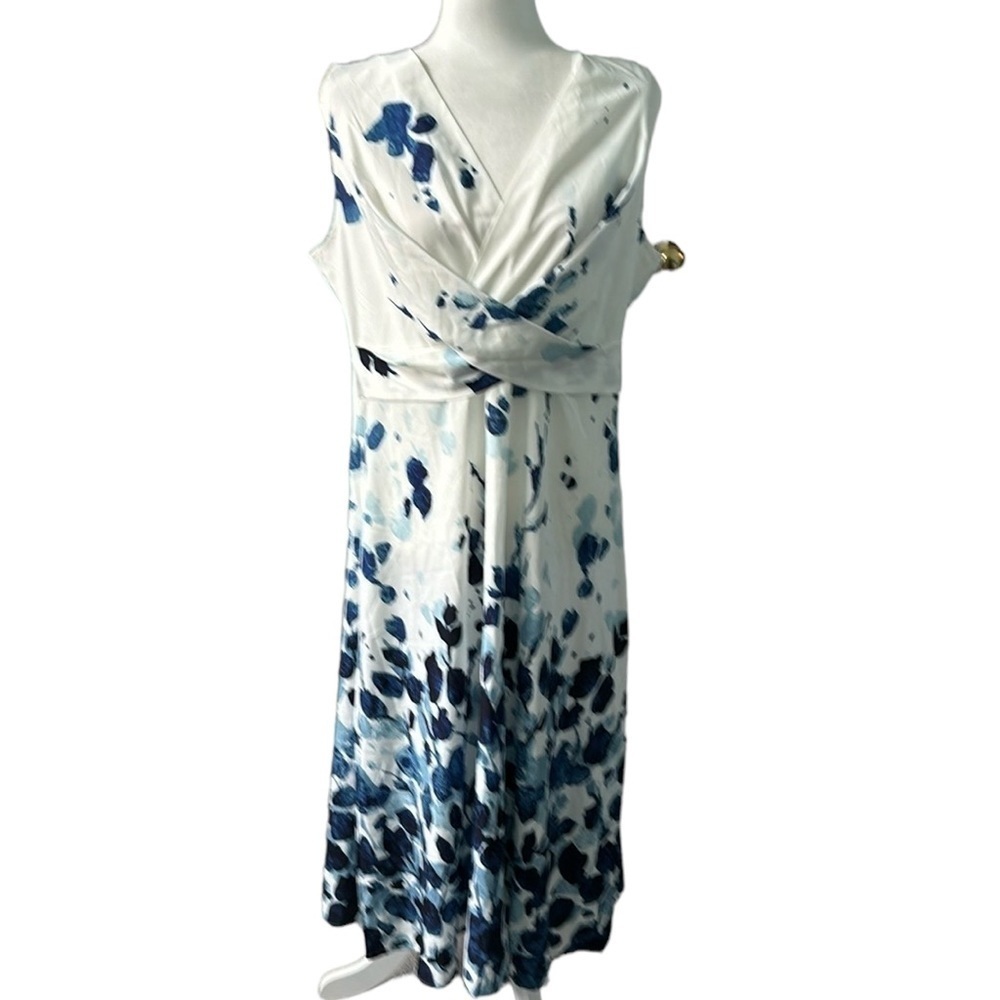 Blue Floral Print Maxi Dress Tank Size XL NWT